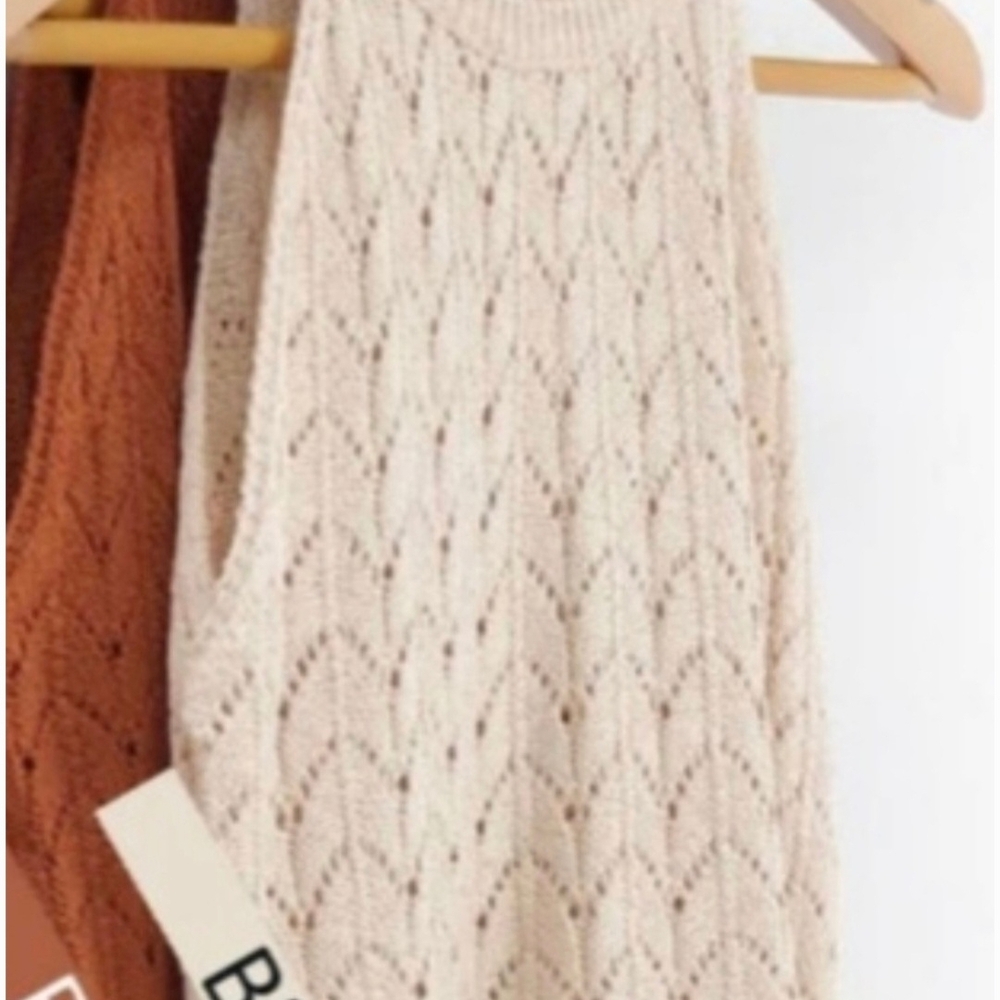 C+D+M Women's Cutout Solid Color Tank Crop Sweater Top Rust Color - Picture 3 of 3